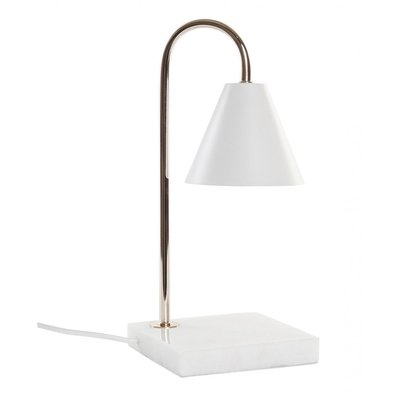 Lampe à poser base marbre et métal doré et blanc - 15x15x33cm WADIGA