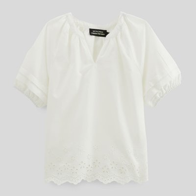 Blouse à détails brodé en coton BIO MONOPRIX