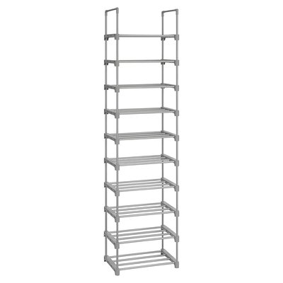 Etagère à chaussures en fer gris avec 10 niveaux modulables - L45 x H174 cm CALICOSY