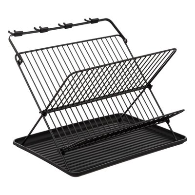 Égouttoir pliant 2 niveaux avec plateau BLACK EDITION 5FIVE SIMPLY SMART