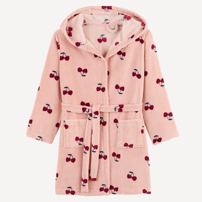 Robe de chambre à capuche, en polaire, imprimé cerises LA REDOUTE COLLECTIONS