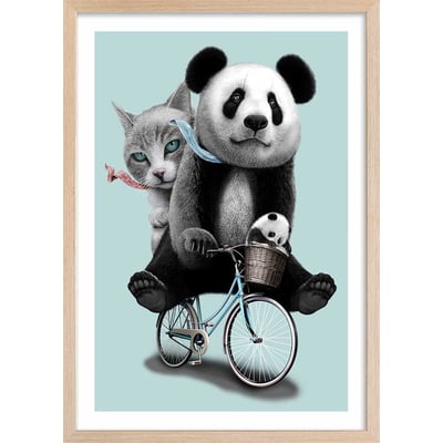 Affiche enfant amis à bicyclette HEXOA