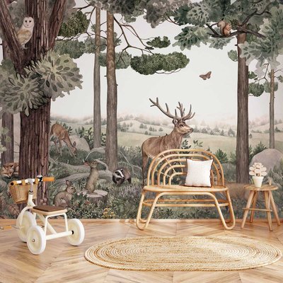 Papier peint a l'ombre du cerf HEXOA