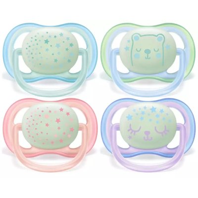 Lot de 2 sucettes ultra air 18mois et plus phosphorescent MIX SCF376/10 PHILIPS AVENT