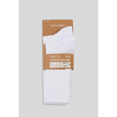 Lot de 3 paires de chaussettes de sport en coton BIO MONOPRIX KIDS