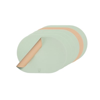 Set de table ovale réversible - 6 pièces - Cuir recyclé rose pâle et vert pâle BJORN