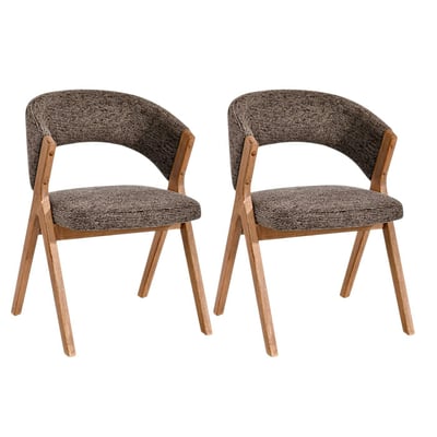 Chaise bois et tissu, dossier arrondi (lot de 2) AGADE PIER IMPORT