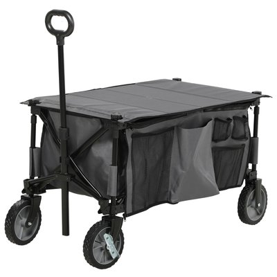 Chariot de jardin pliable 4 roues acier polyester OUTSUNNY