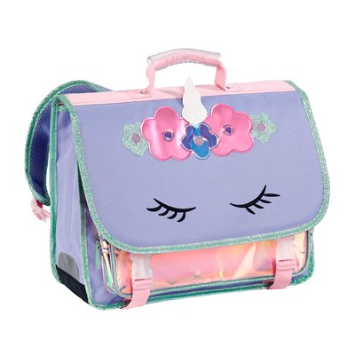 VIQUEL - Cartable scolaire LICORNE 38cm - 2 compartiments - primaire - dos moussé - lavande VIQUEL