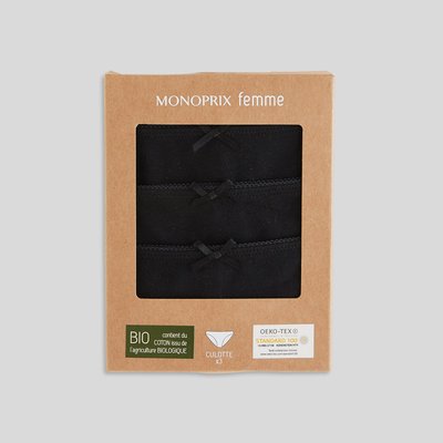 Lot de 3 culottes ALIX en coton BIO, certifié OEKO-TEX MONOPRIX