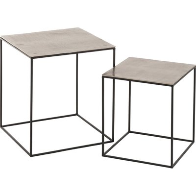 Table gigogne carrée métal argenté et  design moderne RECOLLECTION
