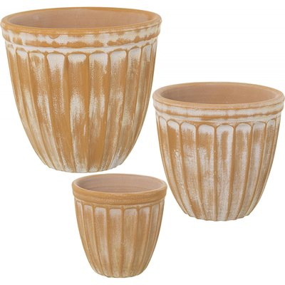 Cache-pots en céramique, effet vintage (lot de 3) RECOLLECTION