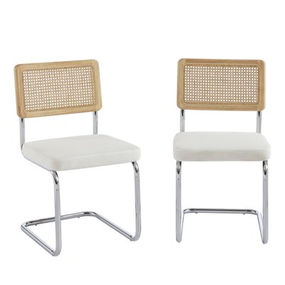 Lot de 2 chaises en velours côtelé pieds chrome- SKANA DRAWER