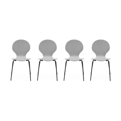 Chaise rétro empilables bois d'hévéa et contreplaqué (lot de 4) NAOMI SWEEEK