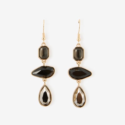 Boucles d'oreilles longues à facettes noirs BALABOOSTE