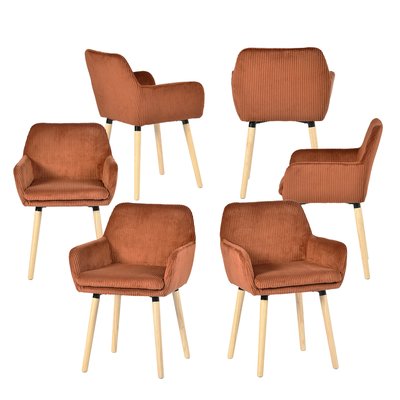 Lot de 6 chaises de salle à manger velours côtelé scandinave, ELIA MEUBLES COSY