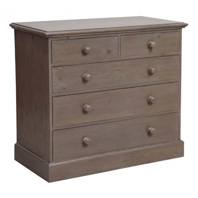 Commode 5 tiroirs en épicéa brun fumé grisé INTERIOR'S
