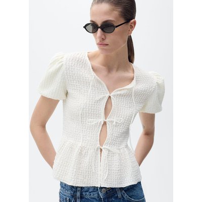 Blouse texturée fermeture nœuds MANGO