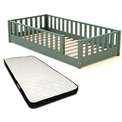 Lit au sol enfant en bois 90x190 SONHO avec matelas JURABABY