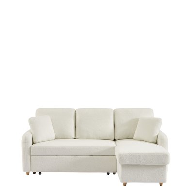 Canapé d'angle réversible convertible 3 places en tissu bouclette avec coffre- MATERA DRAWER