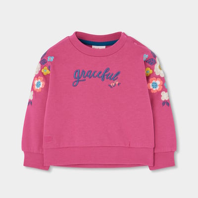 Sweat-shirt fille en molleton brodé fleurs BOBOLI