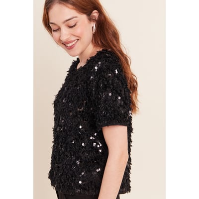 T-shirt à sequins manches courtes BREAL