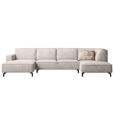 Canapé panoramique en U beige à surpiqures RIVOLI PIER IMPORT