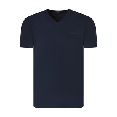 T-shirt en coton bleu foncé à coupe droite pourvu d'un col v TEDDY SMITH