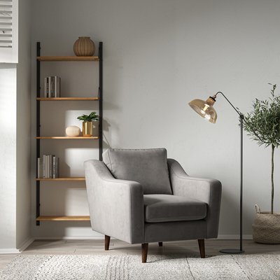 Rosa Curve Velvet Armchair with Dark Wood Legs SO'HOME