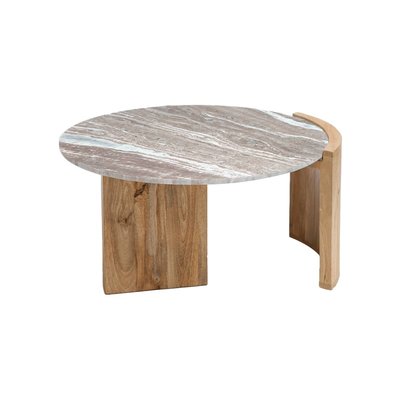 Table basse en bois de manguier et marbre  ISABELLA MADE IN MEUBLES 