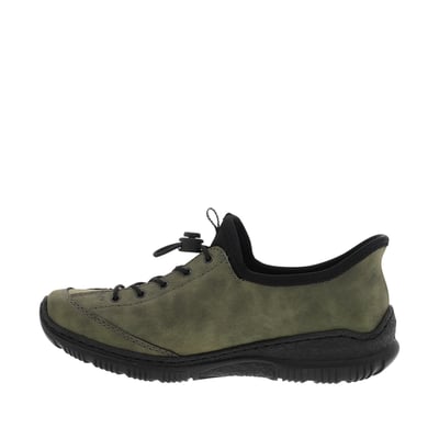 Sneakers kaki avec semelle à talon plat et à lacets élastiqués avec stoppeur RIEKER
