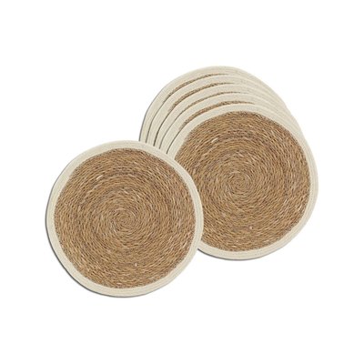 Sets de table ronds en jonc naturel et jute teinté (Lot de 6) AUBRY GASPARD