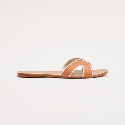 Chaussons  en lin - cuir, MULES LAURENCE TAVERNIER