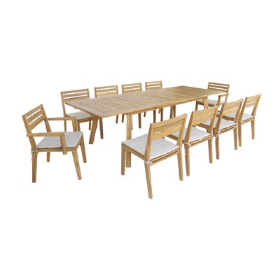 Table de jardin extensible bois d'acacia 8 chaises 2 fauteuils PALENA + MERINA SWEEEK
