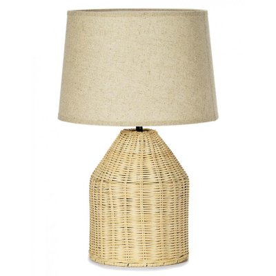 Lampe à poser en rotin tressé et abat-jour beige - 30x30x47cm WADIGA