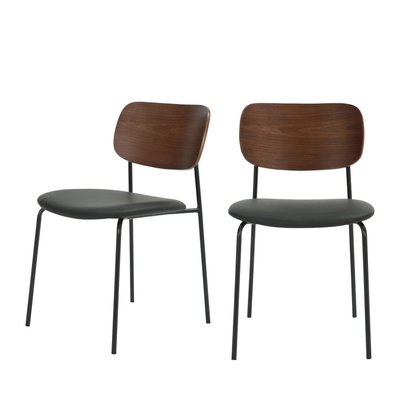 Lot de 2 chaises en bois foncé, simili et métal - Jens DRAWER