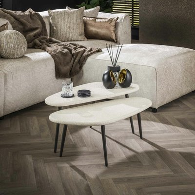 Table basse organique blanche en marbre composite (lot de 2) TAJ PIER IMPORT