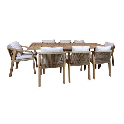 Ensemble de jardin table en bois d'acacia 8 places, SAONA NOW'S HOME