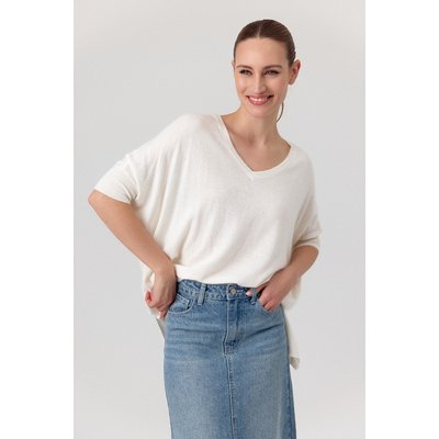Pull oversize en maille douce avec col V et manches amples LAURINA ARTLOVE