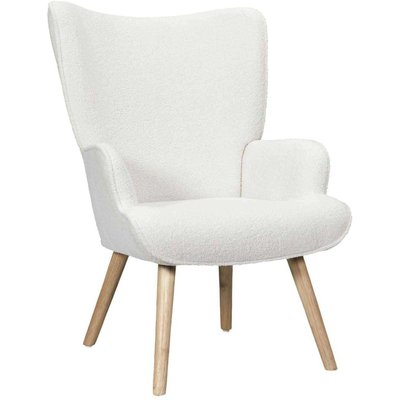 Fauteuil en tissu bouclette et bois Rhea CMP