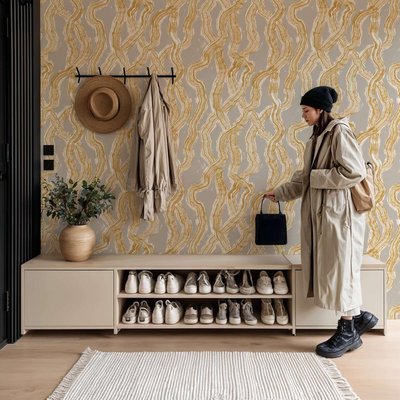 Papier peint artistique avec lignes mouvantes et organiques - 170x260 cm (l x h) LA TOUCHE ORIGINALE
