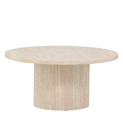 Table basse ronde en bois effet travertin ø80cm - HARON VENTURE HOME