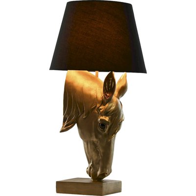 Lampe à poser cheval doré style moderne avec abat jour RECOLLECTION