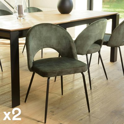 Chaise velours vert dossier demi-lune (lot de 2) TIM PIER IMPORT