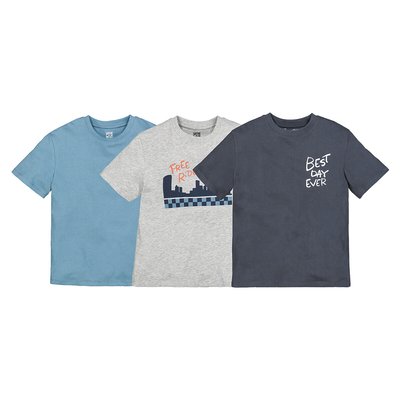 Pack of 3 T-Shirts with Crew Neck in Cotton LA REDOUTE COLLECTIONS
