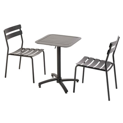 Table 60x60 cm inclinable en aluminium avec 2 chaises, ALMADA OVIALA