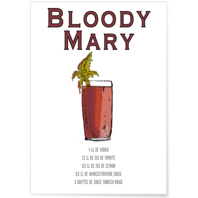 Affiche Cocktail Bloody Mary L'AFFICHERIE