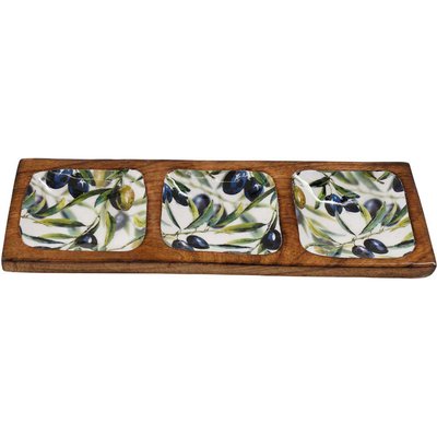 Plateau en manguier et émail Olives JARDINDECO