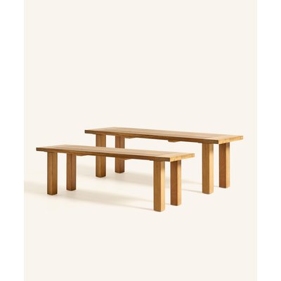 Pack de 2 bancs d'extérieur en bois - RONDA HANNUN