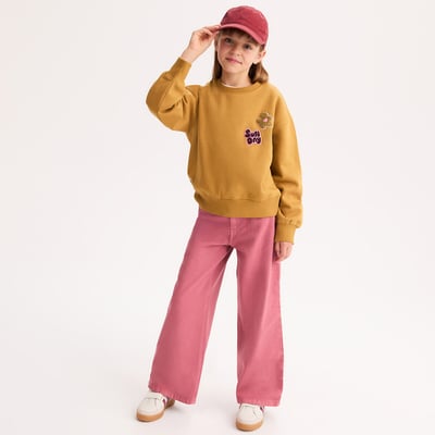 Sweat col rond, avec badges brodés devant, en molleton LA REDOUTE COLLECTIONS